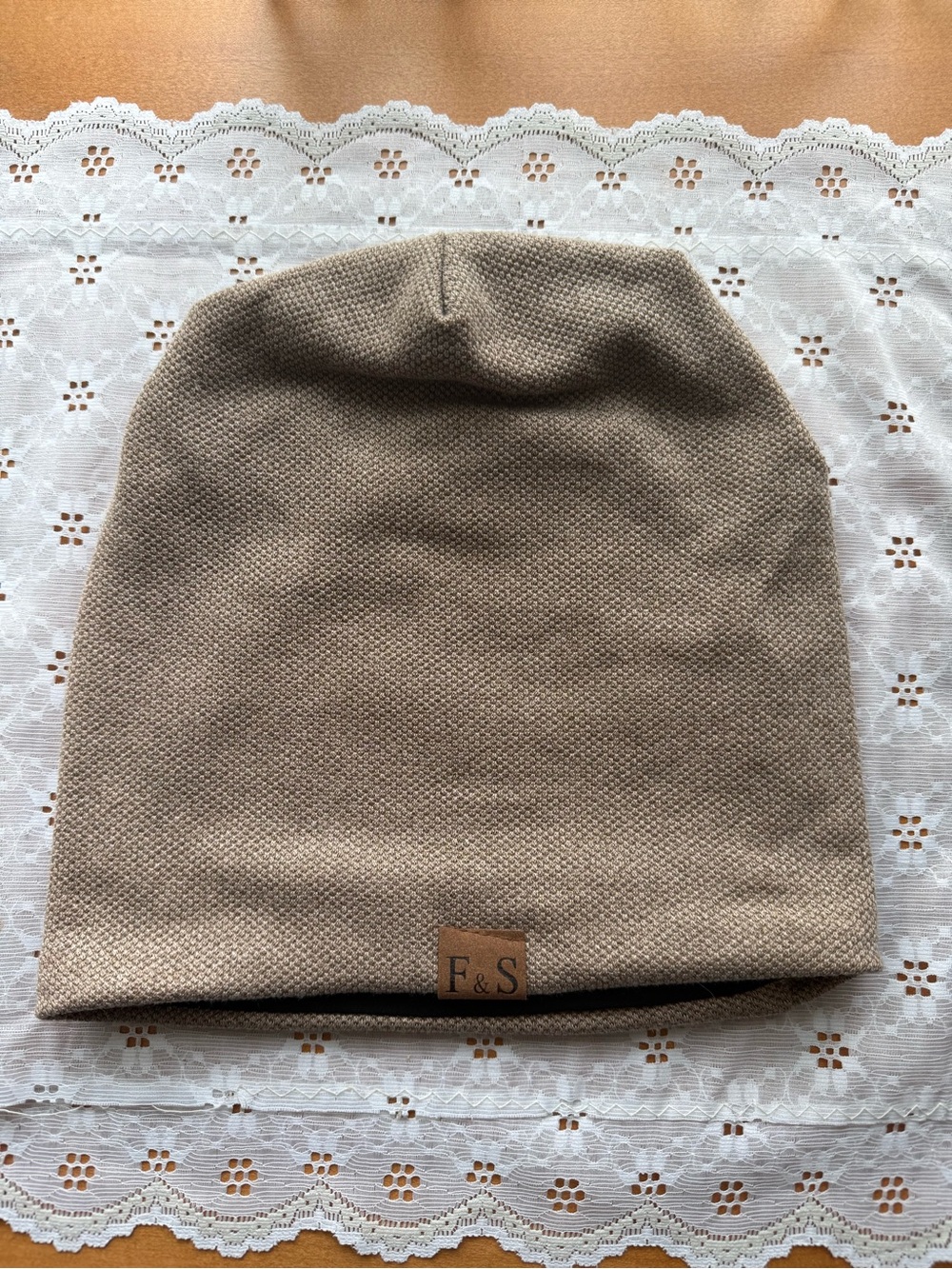 Knit Beanie Hat in Taupe